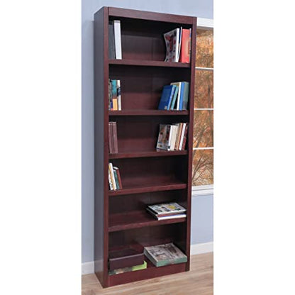 Concepts In Wood 84" Traditional Oak Bookcase with 4 Adjustable & 2 Fixed Shelves - WoodArtSupply