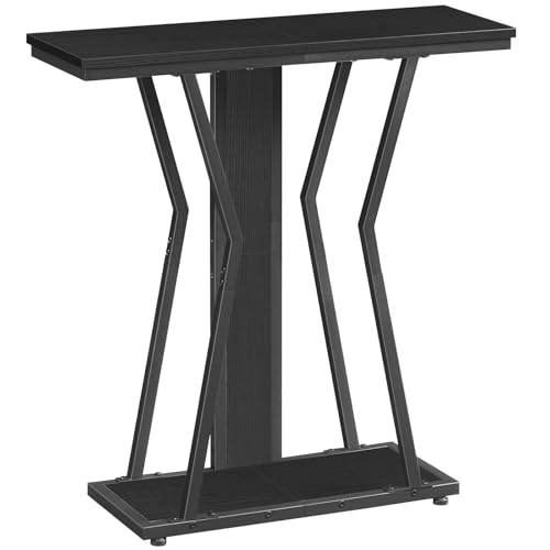 HOOBRO Narrow Console Table, 29.5" Small Entryway Table with Storage, 2-Tier Sofa Table Behind Couch, Modern Style, for Living Room, Hallway, Foyer, Bedroom, Black BB66XG01 HOOBRO