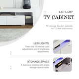 FENFSHE LED TV Stand for 65/70/75 Inch TV, Entertainment Center with Storage Drawer, Industrial TV Console Table for Living Room and Bedrooms, White FENFSHE