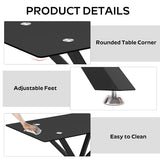 HAIZAO 5 Pieces Modern Luxury Glass Dining Set, Minimalist Rectangle Dinner Room Set for 4, 47'' Black Glass Top Kitchen Table Set with Black Tufted Chairs, for Small Apartment Home HAIZAO