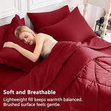 CozyLux King Size Comforter Set Dark Red - 7 Pieces Bed in a Bag King, Luxury Soft Bed Set for All Seasons, Bedding Set with Down Alternative Comforter, Sheets, Pillowcases & Shams