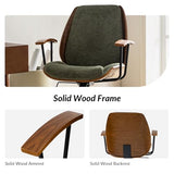 HULALA HOME Solid Wood Office Chair with Rocking Function, Comfy Fabric Desk Chair with Bent Wood and Metal Base, Height Adjustable Swivel Computer Task Chair, Green HULALA HOME