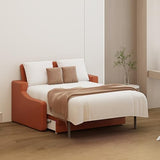 FAVSH Full Size Murphy Bed Cabinet with Loveseat Sofa, White Hidden Beds,Wall Bedframe w/Orange Couch for Bedroom,Space-Saving, Noise Free FAVSH