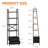 Furologee 5-Tier Industrial Ladder Shelf with 2 Drawers for Versatile Home Storage Furologee