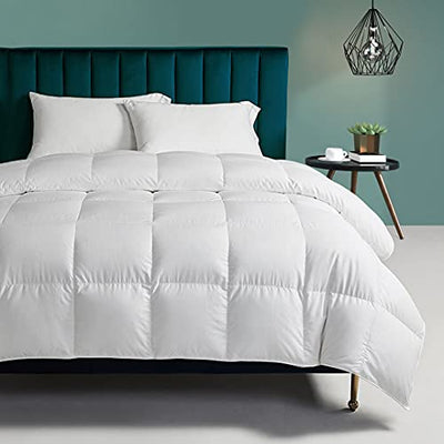 TOPGREEN Organic Feathers Down Comforter Twin Size, All Season Duvet Insert with 100% Organic Cotton Cover, Medium Warm Bed Comforter with Corner Tabs (68x90, White)