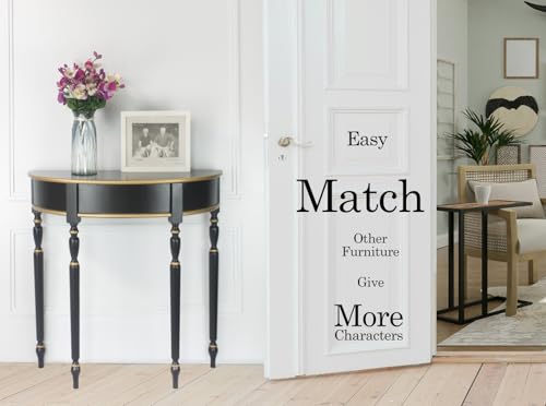 Stelalloy Half Moon Table - Black Console Table for Entryway, Hallway, Living Room - Demilune Table for Front Door - Half Circle Entryway Console Stelalloy