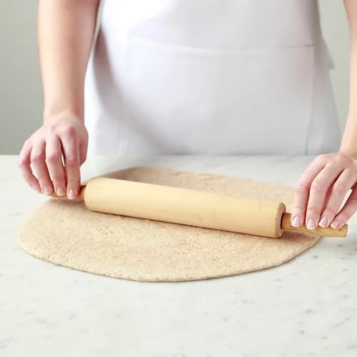 Rocky Mountain Goods Large Classic Wood Rolling Pin with Handles - 17” Rolling Pin for Dough, Baking, Pizza, Cookies, Pie - Moisture Resistant Wood - Easy to Clean