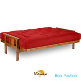 Nirvana Futons Stanford Futon Set - Full Size, Frame, 8" Mattress, Twill Red Cover Nirvana Futons