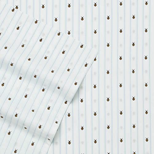 Poppy & Fritz - Full Sheets, Cotton Percale Bedding Set, Crisp & Cool, Ideal Bedding Set (Bumble Bees, Full) Poppy & Fritz