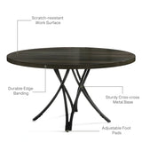 Tribesigns 47" Round Conference Table for 4-6, Modern Office Meeting Table with Metal Cross Legs for Office, Conference Room, Small Spaces (Black) Tribesigns