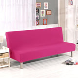 Homonic Solid Colour Armless Sofa Bed Cover Polyester Spandex Stretch Futon Slipcover 3 Seater Elastic Full Folding Couch Cover fits Folding Sofa Bed Without Armrests 80" x 50" in (Rose Red) Homonic