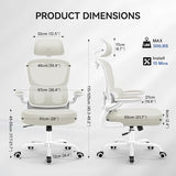 ALLGOD Ergonomic Office Chair, Mesh Desk Chair with Lumbar Support, High Back Home Office Chair with Adjustable Headrest and Flip-Up Arms, Comfortable Computer Chair, Thick Cushion, 300 LBS, White ALLGOD