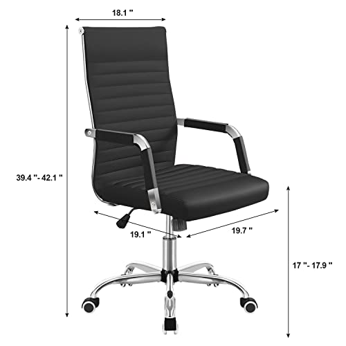 Shahoo PU Leather Office Chair, Mid-Back Chairs, Executive Swivel Armchair for Conference Room, Home Offices, Black Shahoo