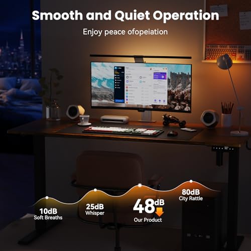 WALKINGDESK 48x24 Inches Height Adjustable Electric Standing Desk with 2 Hooks for Home Office, Ergonomic Sit Stand up Desk with Splice Board, Rustic Brown WALKINGDESK