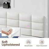 Rolanstar Bed Frame Twin Size with Charging Station, Bookcase Headboard Bed with LED Light and Sliding Doors, Platform Bed with Wooden Slats, No Box Spring Needed, Noise Free, White Rolanstar