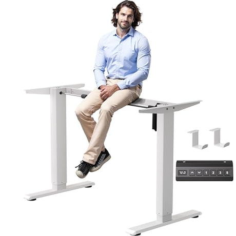 NICECOZY Electric Adjustable Standing Desk Frame Workstation,Up to 47.2",Ergonomic Standing Up Desk Base with Memory Controller,White Frame Only NICECOZY