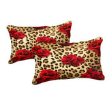 MOVE OVER Cheetah Print Comforter Set King Size Red Rose Flower Bedding Set 4 Pieces Ultra Soft Microfiber Romantic Rose and Leopard Print Comforter Sets for Women and Female MOVE OVER