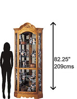 Howard Miller Wilshire Curio Cabinet, Golden Oak Finish with Lights Storage Cabinet - Adjustable Glass Shelves, Level Display Cases for Decorative Items, Collectibles, Living Room & Office Howard Miller