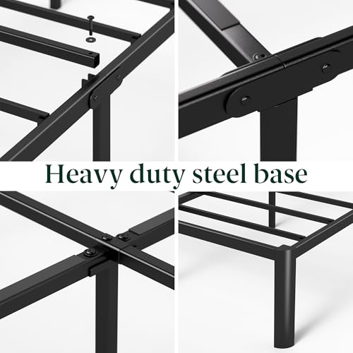 Zinus Van 16 Inch Full Metal Platform Bed, Steel Slat Support, No Box Spring Needed, Eco Friendly WonderBox Packaging, Easy Assembly, Black Zinus