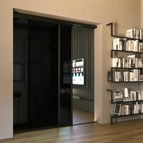 Doors55 Glass Room Divider and Sliding Glass Closet Doors - Smoked Frosted Partition Wall - Clear, Smoked and Frosted Glass Sliding Doors Options (Smoked Glass, 60x80) Doors55