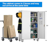 Upgraded Wide and Deep Garage Storage Cabinet with Wheels and Doors,Metal Storage Cabinet with Pegboards and 4 Adjustable Shelves for Garage Home Basement,Required Assembly,White,43.3"Wx21.9"Dx72"H Reemoon