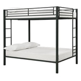 DHP Full Over Full Metal Bunk Bed, Black, Space-Saving Kids Furniture, Sturdy Frame, Guard Rails, Integrated Ladder DHP