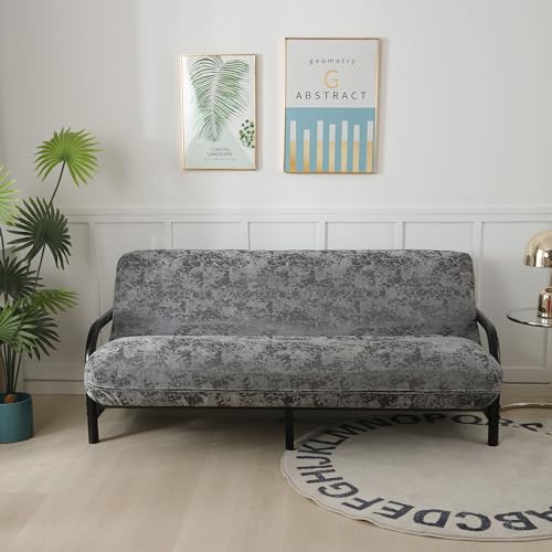 OctoRose Full Size 54x75x8inch 3 Side Zipper Chenille Grey Relif Futon Cover Sofa Daybed Couch Mattress Slipcover (Chenille-Grey-Relief, Full Size) OctoRose