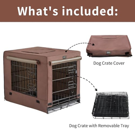 DONORO Dog Crates for Small Size Dogs Indoor Double Door Dog Kennels & Houses for Puppy and Cats, Collapsible Metal Contour Dog Cages (Brown, 24.0" L x 18.0" W x 20.0" H) DONORO