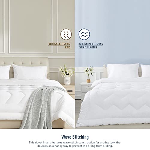HOMTEC Duvet Insert Cotton Comforter Full Size White Down Alternative Duvet Insert 100% Cotton Shell Quilted Fluffy Comforter Lightweight All Season 4 Corner Tabs Durable Breathable Noiseless HOMTEC