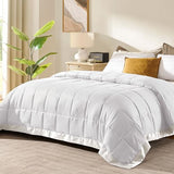 downluxe King Size Blanket with Satin Trim, Lightweight Down Alternative King Blanket for All Season, Machine Washable (Ivory, 90x108 Inch) downluxe