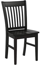 East West Furniture Norfolk Dining Slat Back Wood Seat Kitchen Chairs, Set of 2, Black East West Furniture