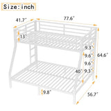 Bellemave Twin Over Full Bunk Bed with Ladders, Metal Bunk Beds Frame with Full-Length Guardrails, Heavy-Duty Bunkbed for Bedroom, Guest Room, Dorms, Noise-Reduce and No Spring Box Needed, White Bellemave