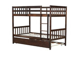 Bellemave Twin Over Twin Bunk Bed with Trundle,Convertible Bunk Beds with Ladder & Safety Guardrails,Twin Size Bunk Beds for Kids Girls Boys,Espresso Bellemave