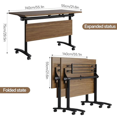 rzoizwko Modular Folding Conference Room Tables with Wheels, Flip Top Training Table System for Office & Classroom, Mobile Joinable Meeting Desks for Seminar & Collaboration Spaces rzoizwko