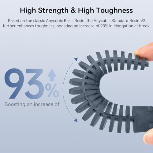 ANYCUBIC 3D Printer Resin, Upgraded 8K Standard Resin V2, Enhanced Toughness and Strength, Lower-Odor, High Precision 3D Printing Resin for All LCD Resin 3D Printers (HD Grey, 1kg) ANYCUBIC