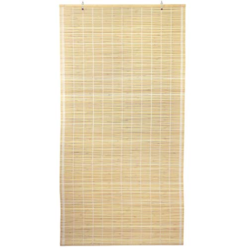 ORIENTAL Furniture Bamboo Cordless Window Shade - Natural 36" W Red Lantern