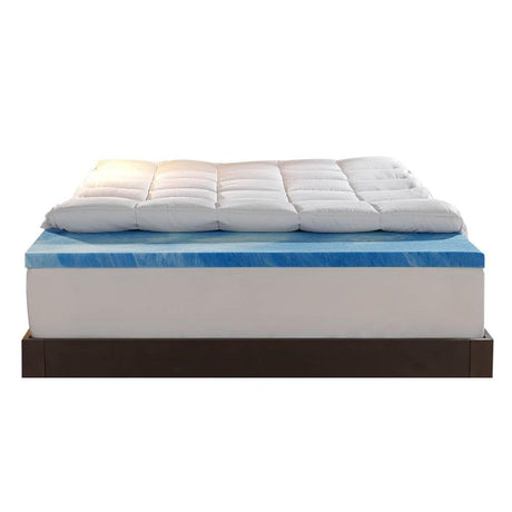 Sleep Innovations Dual Layer 4 Inch Memory Foam Mattress Topper, Twin Size, Medium Support, 2 Inch Cooling Gel Memory Foam Plus 2 Inch Pillow Top Cover Sleep Innovations