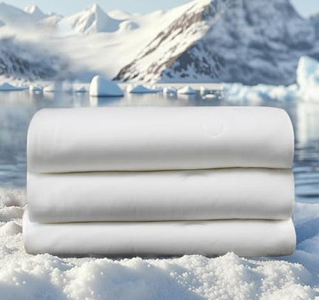 DOWNFORT Queen Cooling Comforter with Tencel™ Fill for Hot Sleepers & Night Sweats - Lightweight, Breathable, Double-Sided Cold Blanket All Season Thin Bedding (White, Full 90"x 90") DOWNFORT