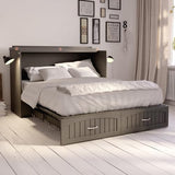 AFI, Southampton Murphy Bed Chest Queen with 6" Mattress, Storage Drawer & Built-in USB Charger, Grey AFI