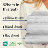 Striped Sheets - Black & White Striped Sheets - 1 Flat & 1 Fitted & 2 Pillowcases w/ Deep Pockets – Wrinkle & Fade Free - Soft, Breathable and Cooling – Luxury Pinstripe Bedding - Queen Size Bed Set CGK Unlimited