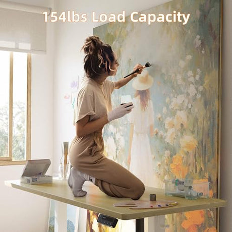 YIHAYO Low Height Adjustable Desk, Lifts 18.1-28.3 Inches, Electric Standing Desk for Short People, 48 x 24 Inches Computer Table with Splice Board for Home Office, Natural YIHAYO
