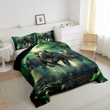 Feelyou Kids Dino Comforter Set Twin Size for Boys Green Dinosaur Bedding Soft Microfiber Dino Bed Set All Season Dinosaur Duvet Quilt with 1 Comforter + 1 Pillowcase Feelyou