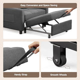 Ahomly Convertible Sofa Chair Bed, 3-in-1 Multi-Functional Sleeper Chair Bed, Adjustable Backrest Recliner with Modern Linen Fabric for Living Room Bedroom Apartment Small Space, Dark Grey