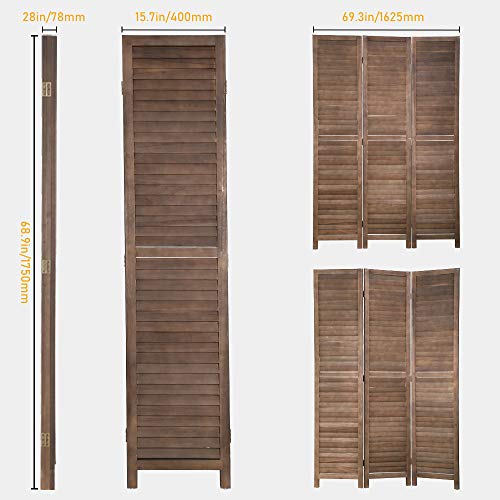 Room Dividers and Folding Privacy Screens, 3 Panel 69 Inch Tall Portable Room Seperating Divider, Handwork Solid Wood Room Divider Wall, Room Partitions and Dividers Freestanding for Home Office Dkeli