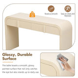 Modern Curved Entryway Console Table 55-Inch Entry Sofa Table with Storage Drawers for Living Room Entrance Hallway Accent Furniture (Apricot Cream) Amposei