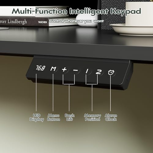 Homall Electric Standing Desk with 2 Drawers, Adjustable Height Computer Desk with Monitor Shelf Sit Stand Table with Splice Board Quick Install for Home Office (Black, 48 Inch) Homall