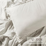 BIOWEAVES 100% Organic Washed Cotton Percale Weave Twin Duvet Cover Set | GOTS Certified Twin/Twin XL Duvet Cover & 1 Pillow Sham – 66x90 inches, Marshmallow BIOWEAVES