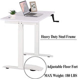 UNICOO Crank Adjustable Height Standing Desk, Adjustable Sit to Stand-up Home Office Desk, Computer Table, Portable Writing Desk (White Top/White Frame - NTCSET-01-WW) UNICOO