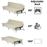 Homy Casa Modern Beige Futon Sofa Bed, 3-Position Adjustable Backrest, Metal Frame, Capacity 500 lbs, Convertible Daybed for Living Room/Guest Room/Studio Apartment Homy Casa