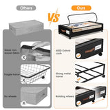 SpaceHacks Under Bed Storage with Wheels 3Pack Storage Containers with Clear Window&Label Under Bed Drawers Rolling Under Bed Storage for Clothes,Shoes, Blankets (30.71 x 16.93 x 6.69 in, Black) SpaceHacks